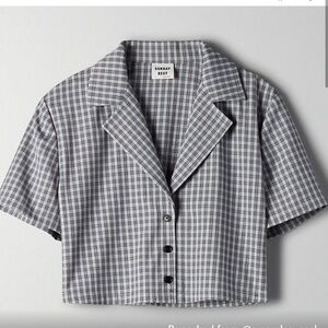 Aritzia Sunday Best Tuesday Boxy Button Up Crop Notch Collar